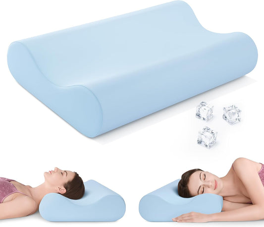 Contour Memory Foam Cervical Pillow for Neck Pain Relief, White | Orthopedic neck support | Standard size | side/back/stomach sleep | cervical alignment | two height choices | washable cover