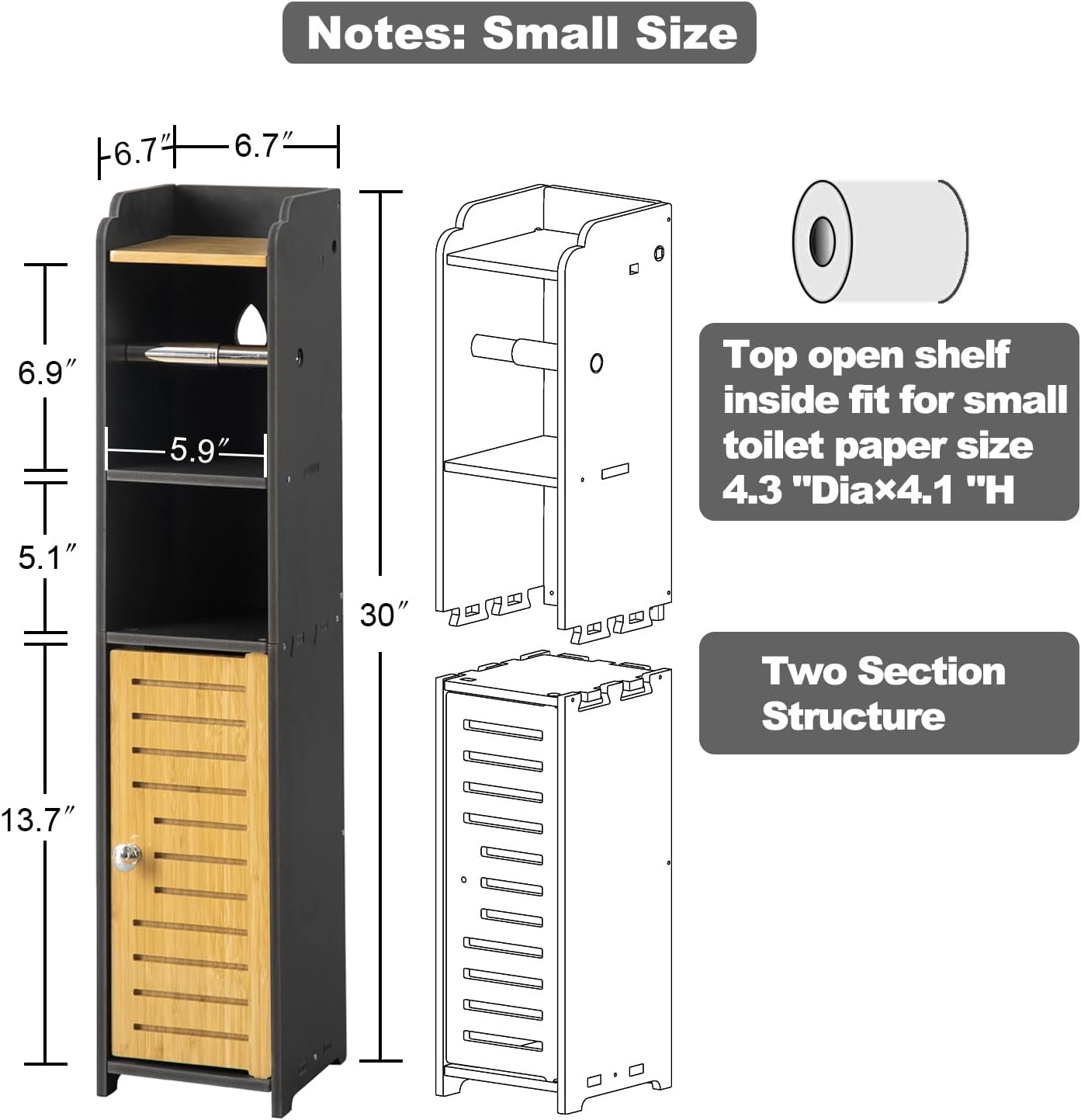 AOJEZOR Toilet Paper Holder Stand: Small Space Bathroom Storage for Renters