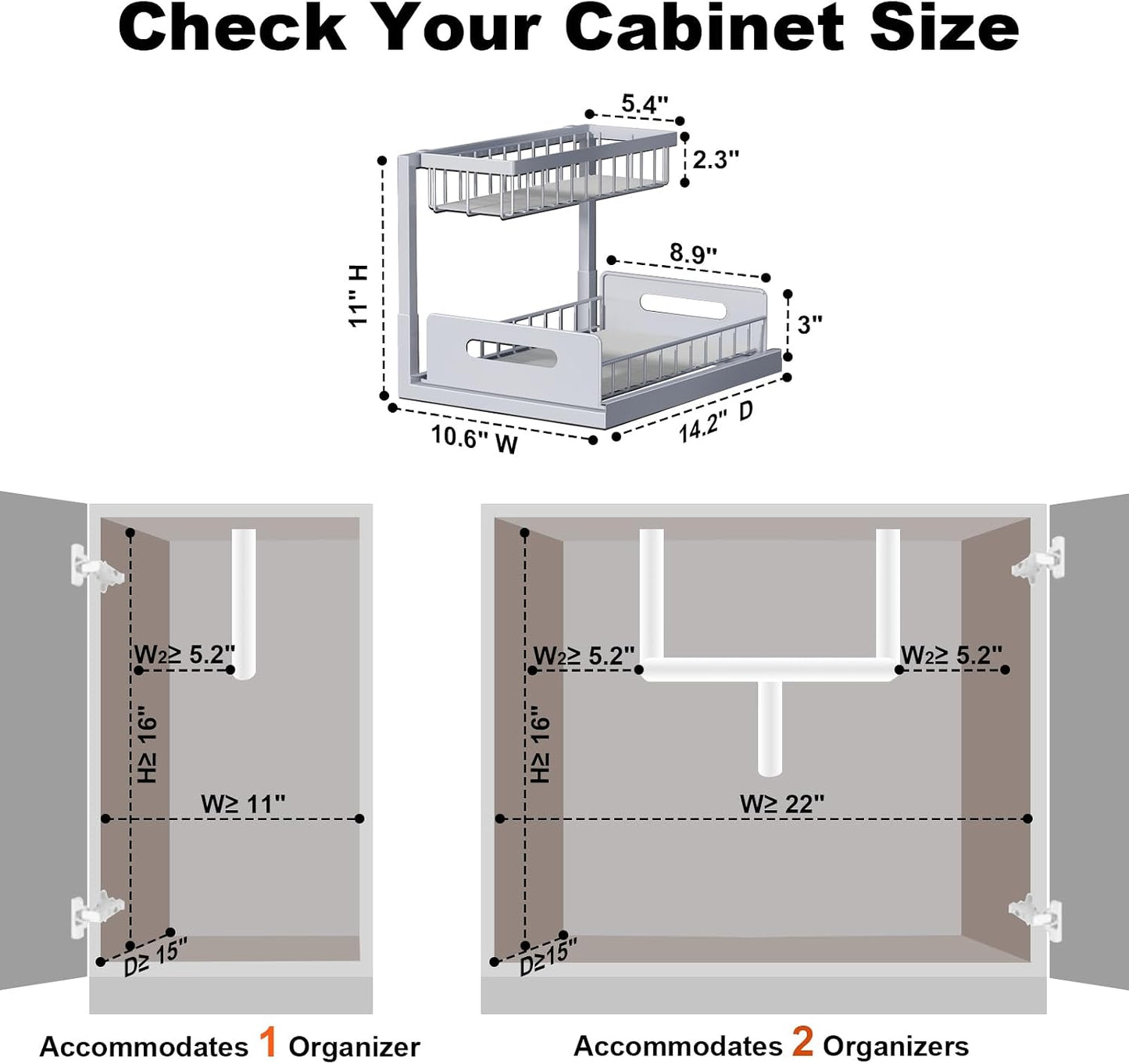 Under Sink Organizer, L-Shaped 2 Tier Pull Out Cabinet Organizer | Slide Out Sink Shelf Cabinet Storage Shelves, Under Sink Storage for Kitchen Bathroom Cabinet, White, 1 Pack