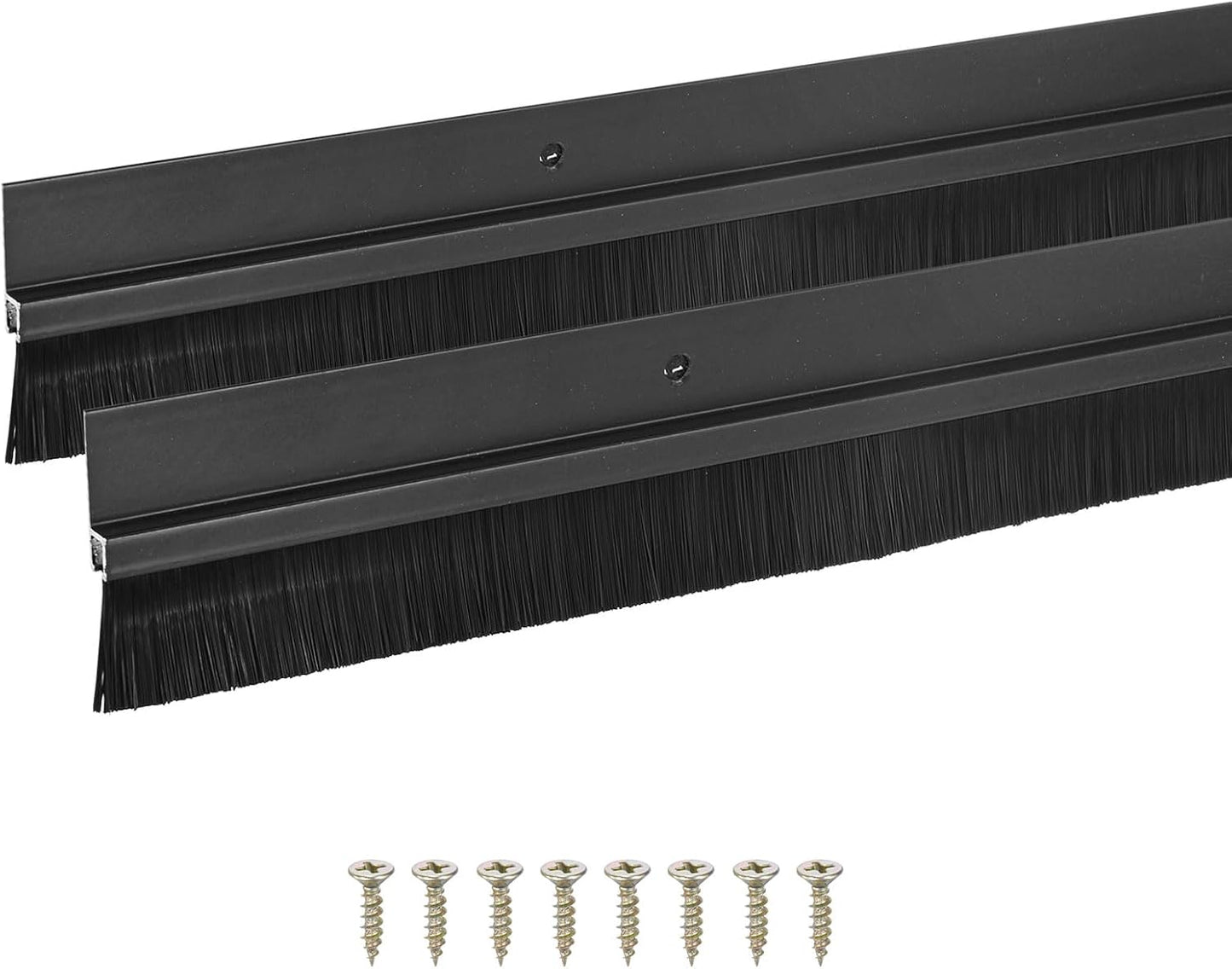 M METERXITY 2Pack Door Sweep - 39" Door Bottom Brush Heavy Duty Seal Draft Stopper Aluminum Base with 20mm Brush, Adhesive/Screw Installation for Interior/Exterior/Garage/Sliding Doors, Black