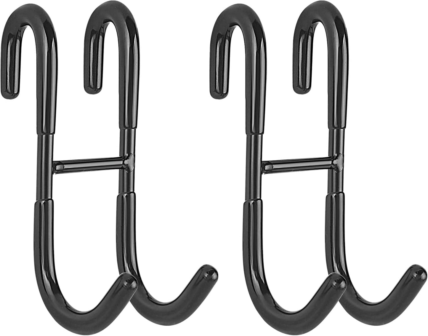Shower Door Hooks (2-Pack), Towel Hooks for Bathroom Frameless Glass Squeegee Hooks, Black