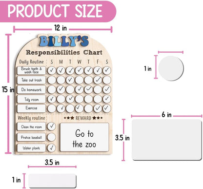 TinyKidz Wooden Daily Routine Chart 11x15, Schedule Board for Kids, Wooden Chore Chart for Kids, Responsibilities Chart for Toddlers, Morning Bedtime Routine for Toddlers