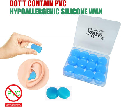 Wax Ear Plugs for Sleep - 24 Silicone Wax Earplugs for Swimming and Sleeping - Gel Ear Plugs for Noise Cancelling, Ear Protection - SNR -32dB earplugs