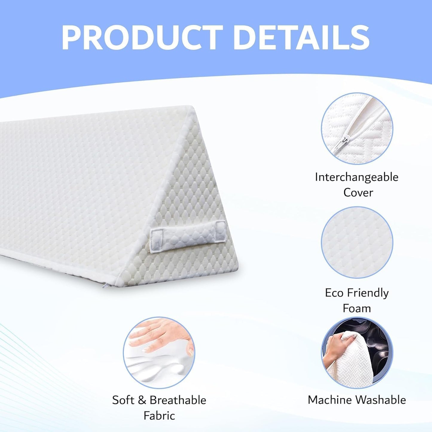 Your Foot Pillow Wedge, Blanket Elevation Foot Pillow 11"x26", Recommended for Foot, Ankle, Knee Pain and Ankle Support
