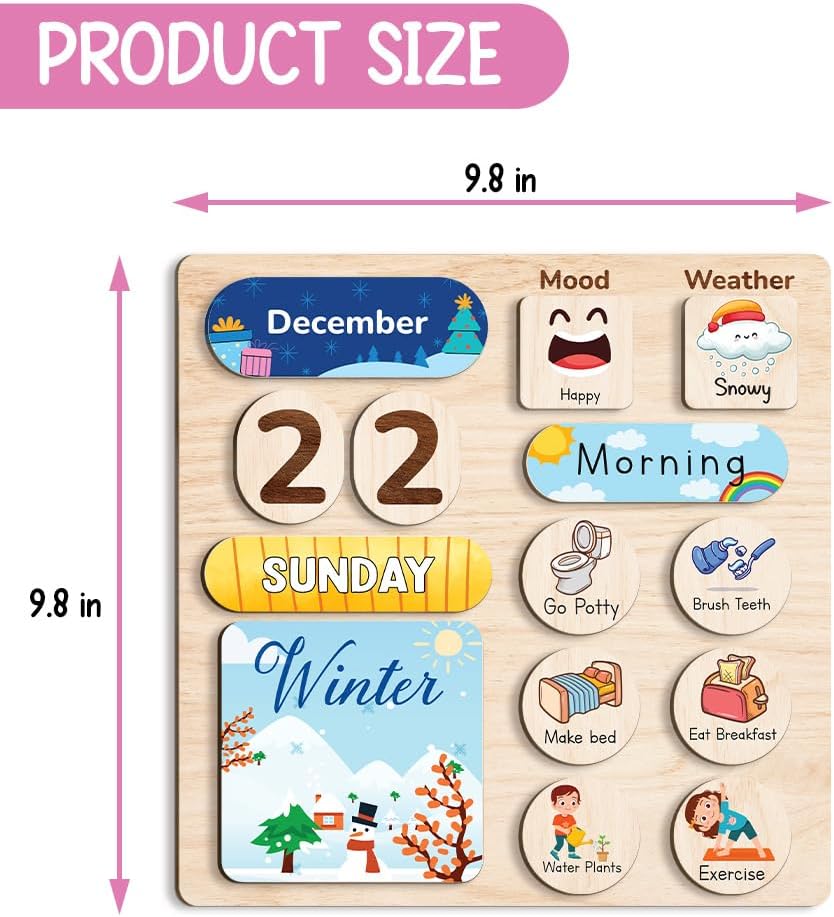 Daily Routine Chart for Kids, Visual Schedule, Routine Chart for Toddlers 3-5, Morning Bedtime Routine Chart for Toddlers, Wooden Chore Chart for Kids