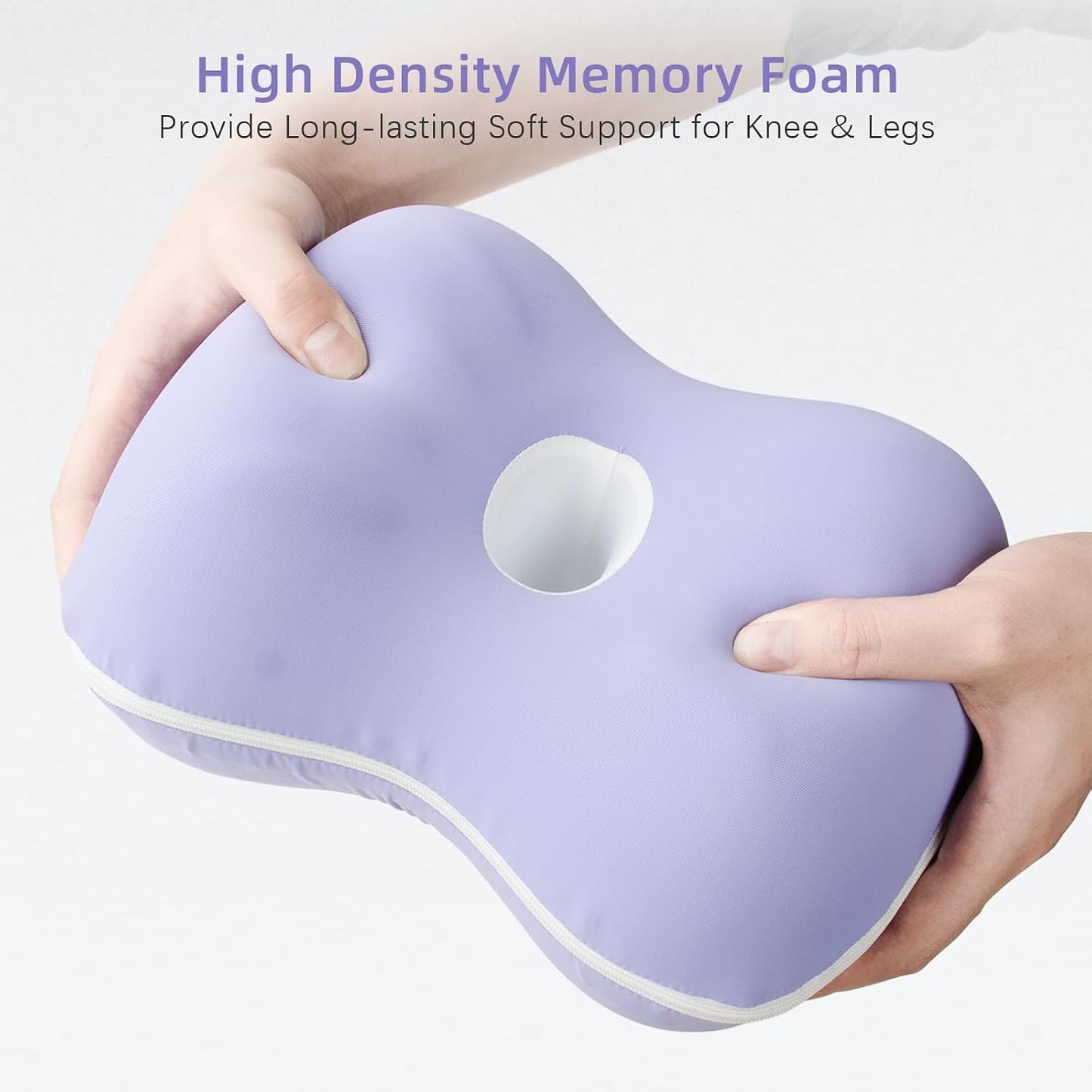 Knee Pillow for Side Sleepers - Cooling Pillow Between Legs for Side Sleeping - Memory Foam Knee Pillow with Strap for Hip Pain & Spine Alignment (Blue)