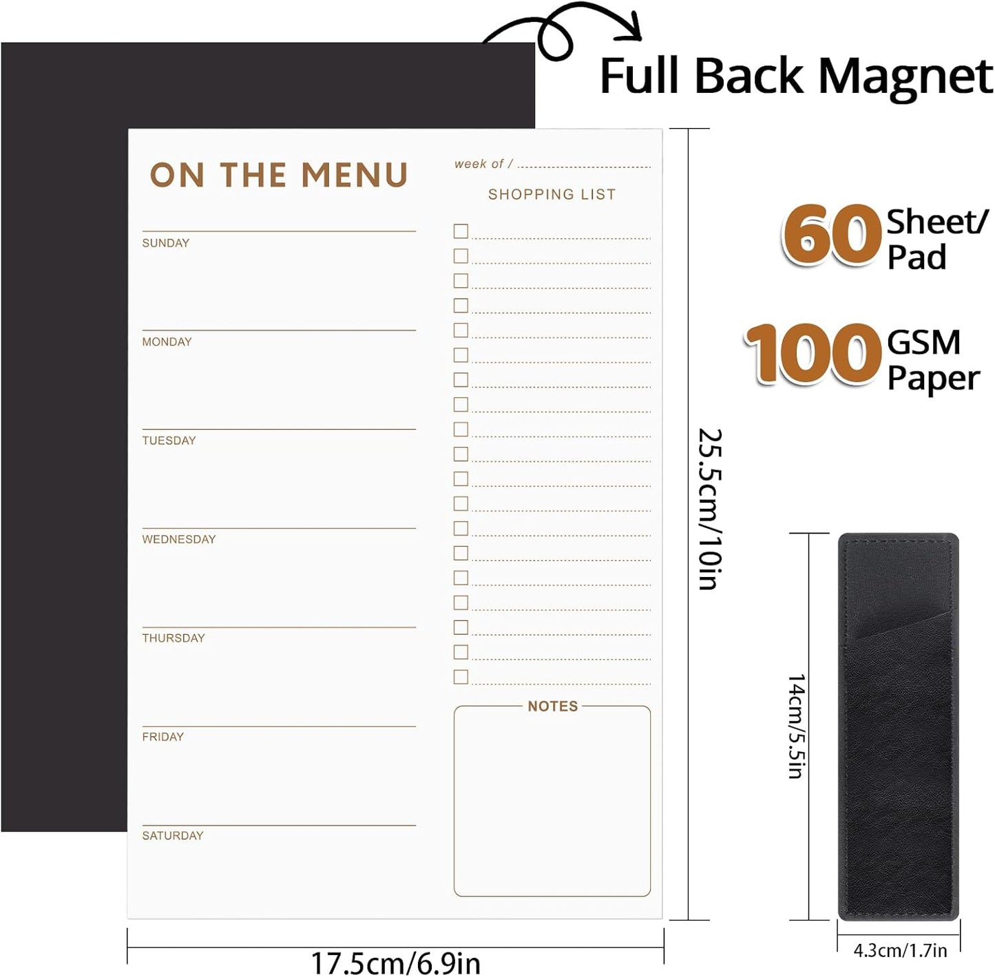 Thboxes 60 Sheets Magnetic Weekly Meal Planner for Fridge, Grocery List Pad | Tear-Off Shopping List, 7x10 In, Flower Design, Full Backing Grip, for Meal Prep, Kitchen, Families, Parents, Home Office