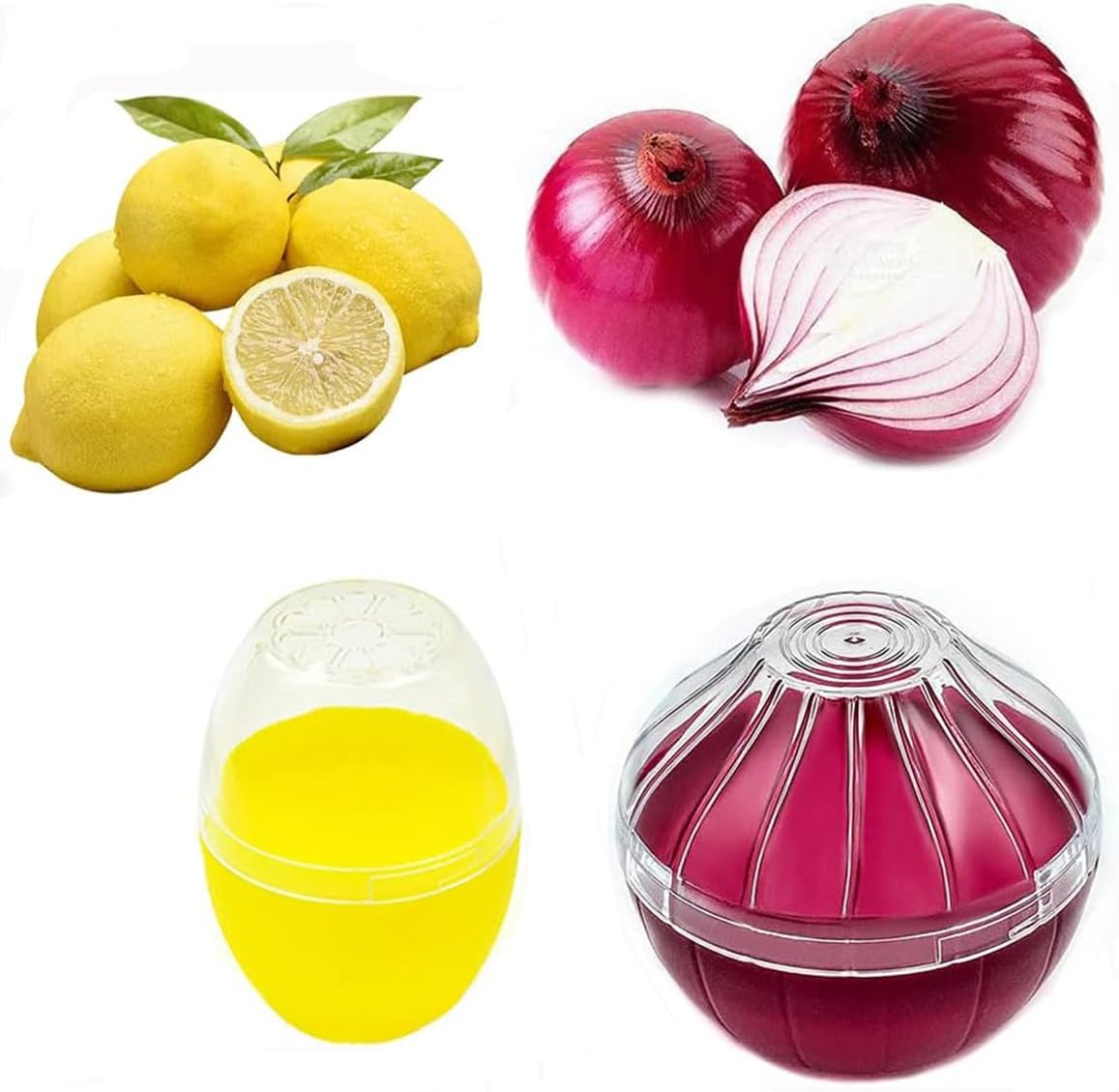 Onion Garlic Lemon Avocado Saver Storage Keeper Holder for Fridge, BPA Free Tomato Vegetable Shaped Food Saver/Storage Containers, 5-piece Set Bundle