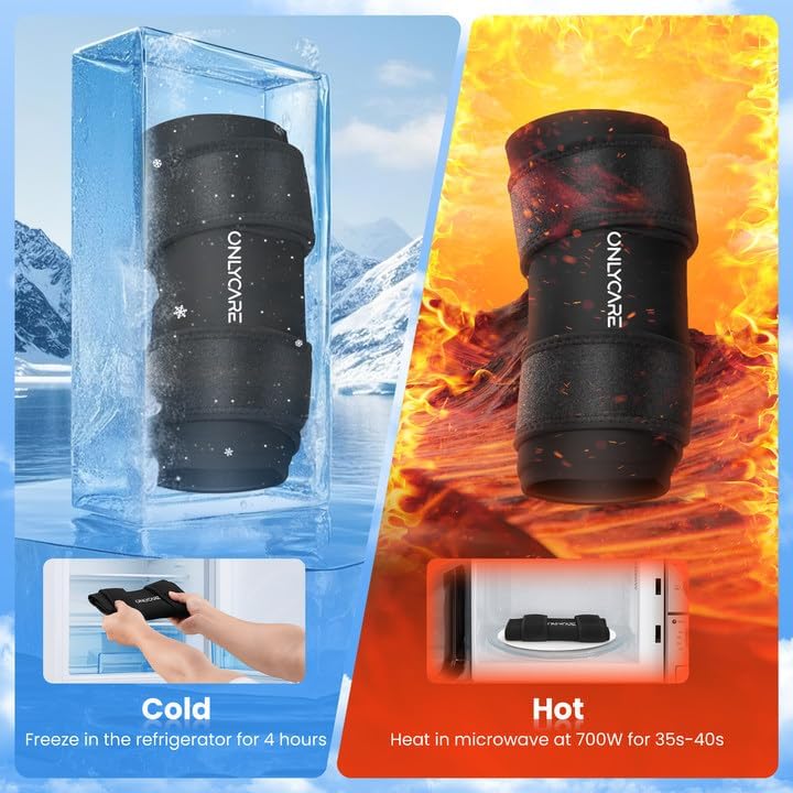 Knee Ice Pack, ONLYCARE Soothing Knee Compression Sleeve for Injuries, Upgraded Gel Cold Wrap, Hot & Cold Therapy, Reusable for Meniscus, Arthritis, ACL, MCL Pain Relief, Injury Recovery (S)