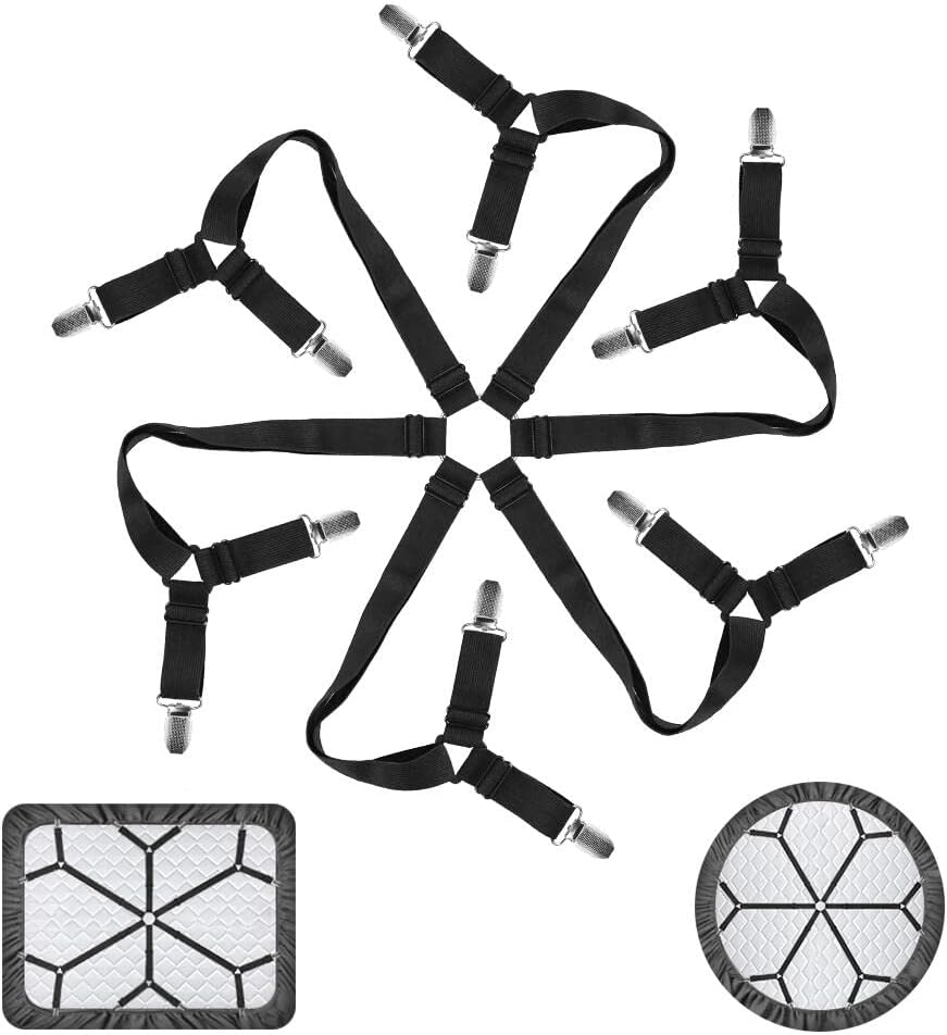 FGY Bed Sheet Straps Adjustable Elastic Fasteners with Metal Clips for Tablecloth Bedding