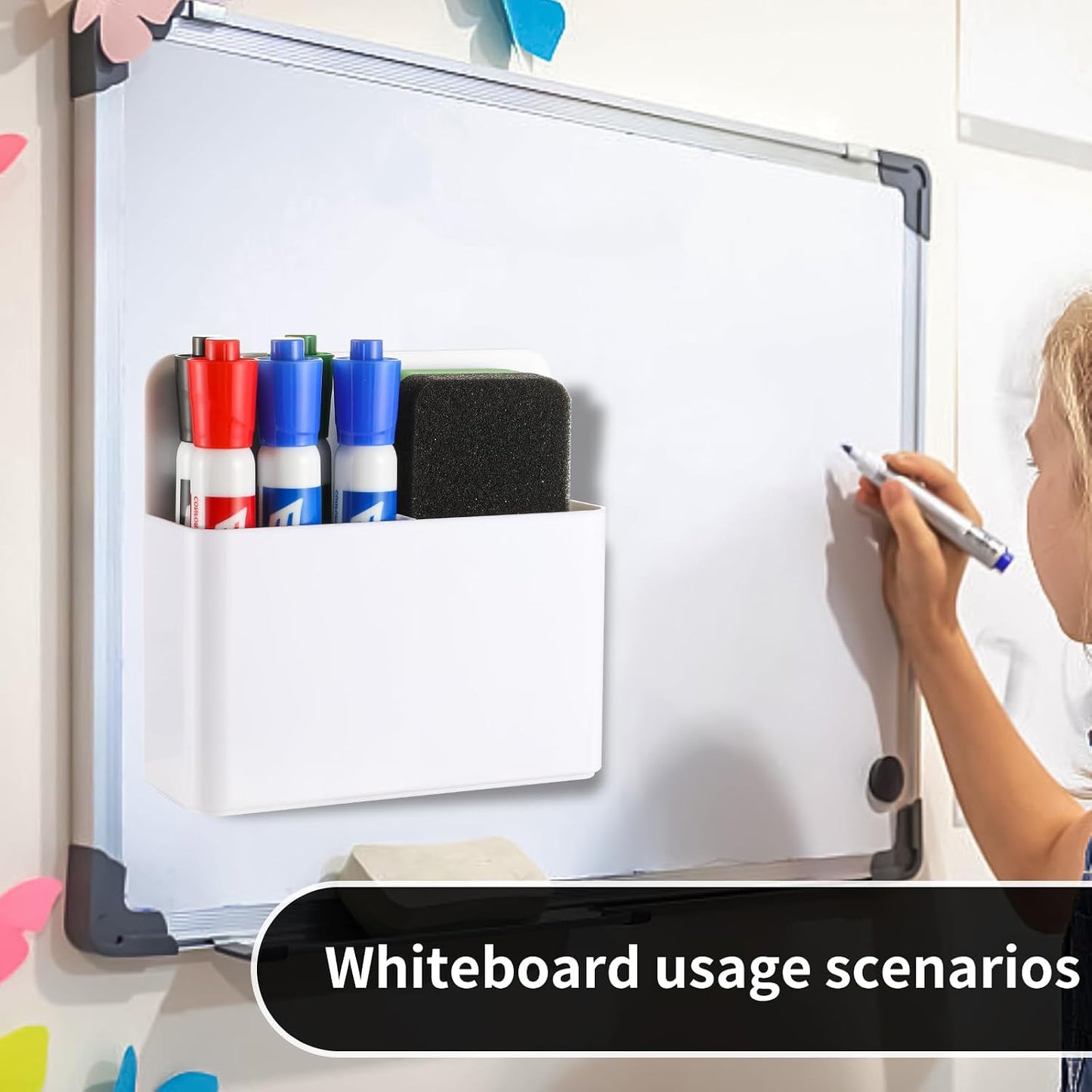 Camelmother 2Pcs Magnetic Dry Erase Marker Holder For Whiteboard Fridge | 2Slots Locker Accessories Teacher Classroom Must Haves Fridge magnets