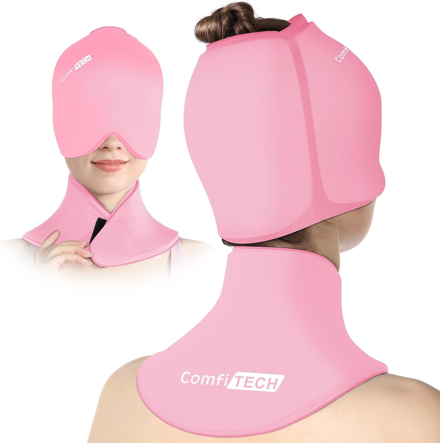 ComfiTECH Cold Cap and Neck Ice Pack Wrap Gel Combo, Care Package for Head and Cervical, Medium | Flexible after Frozen, Cold Cap & Cervical Cold Pack, Relieve Head & Eye, Stiff Neck, Office Tension, Sports Soreness