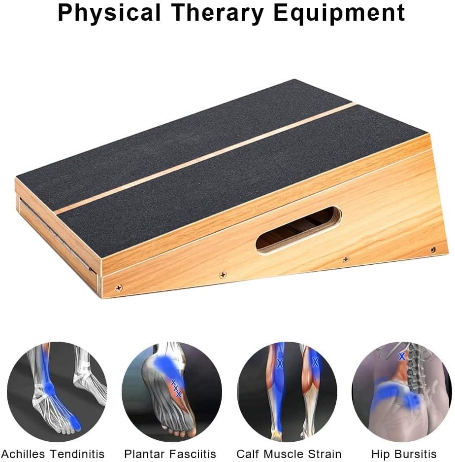 StrongTek Wooden Slant Board, Adjustable Incline, Side Handles, Non-Slip | Standard and XL Sizes, Full or Partial Non-Slip Surfaces, Side Carry Handle, Calf and Ankle Stretching, Squats and Rehab