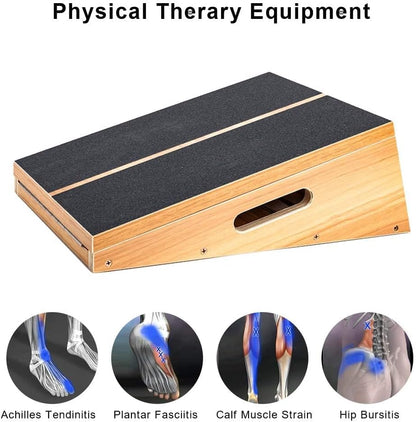 StrongTek Wooden Slant Board, Adjustable Incline, Side Handles, Non-Slip | Standard and XL Sizes, Full or Partial Non-Slip Surfaces, Side Carry Handle, Calf and Ankle Stretching, Squats and Rehab