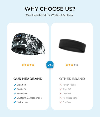 LOVE EYE Wireless Bluetooth 5.4 Sleep Headband Headphones for Side Sleeper