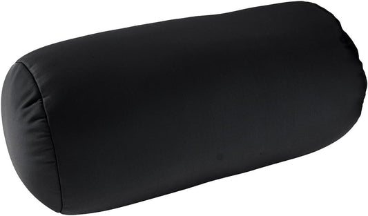 Squishy Deluxe Tube Microbead Bolster Pillow with Stay-Cool Fill & Silky Removable Cover, Flexible, Head, Neck & Back Support for Home & Away, Carrying Case, 13 x 6 inches, Grey