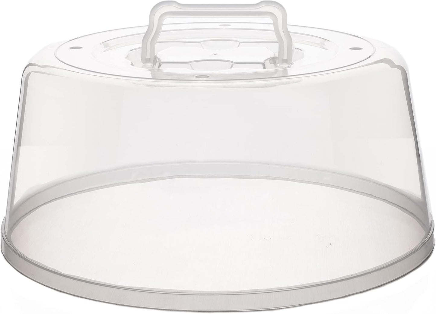 Large Microwave Cover for Food - Splatter Guard Lid - Cake Stand Cover - Size 11.5 In x 5 In Tall - Easy Grip Handle with Steam Vented Holes - BPA Free & Dishwasher Safe | Clear Plastic