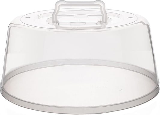 Large Microwave Cover for Food - Splatter Guard Lid - Cake Stand Cover - Size 11.5 In x 5 In Tall - Easy Grip Handle with Steam Vented Holes - BPA Free & Dishwasher Safe | Clear Plastic