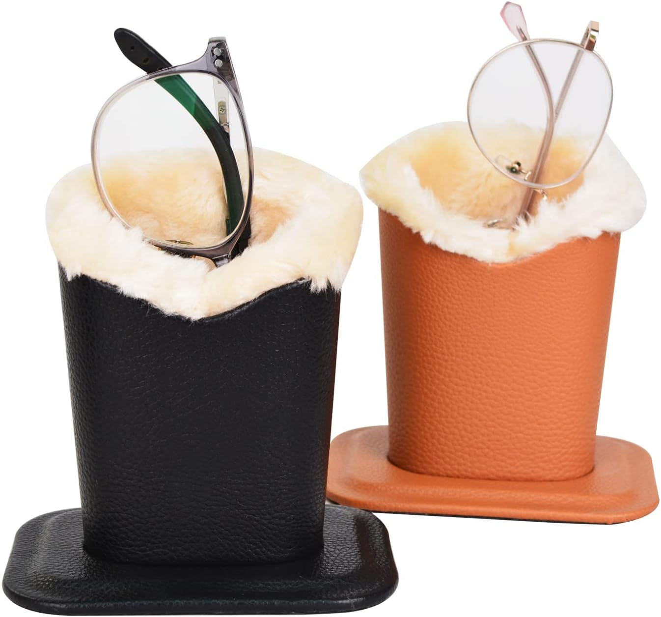 Baitaihem Pack of 2 Plush Lined Eyeglasses Holder Stand Protective Glasses Case For Desks Or Nightstands