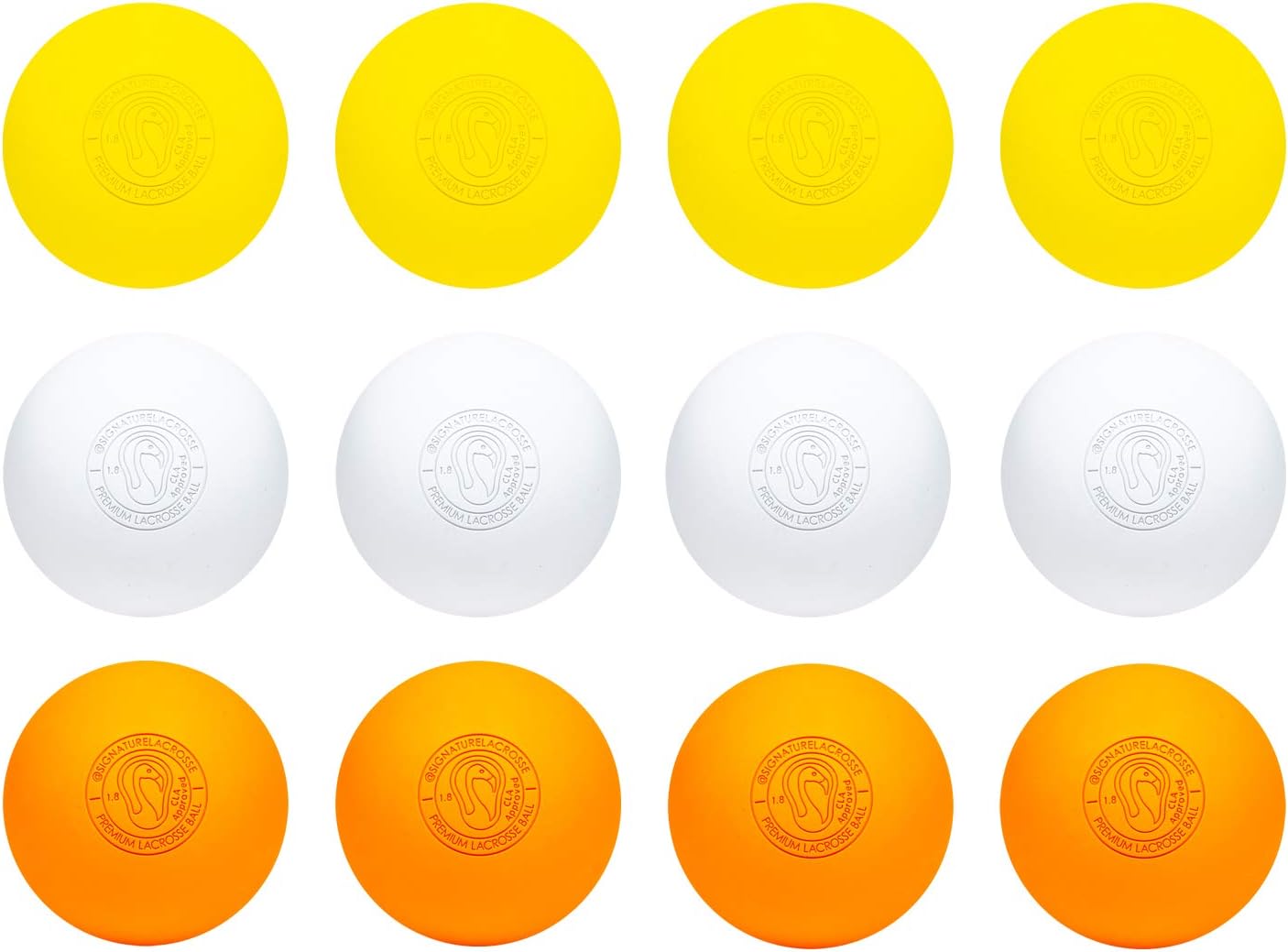 Signature Lacrosse Ball Set - Packs of 2, 4, 8, 12, and 100 - No Chemical Smell Massage Balls, Myofascial Release Tools, Back Roller, Muscle Knot Remover
