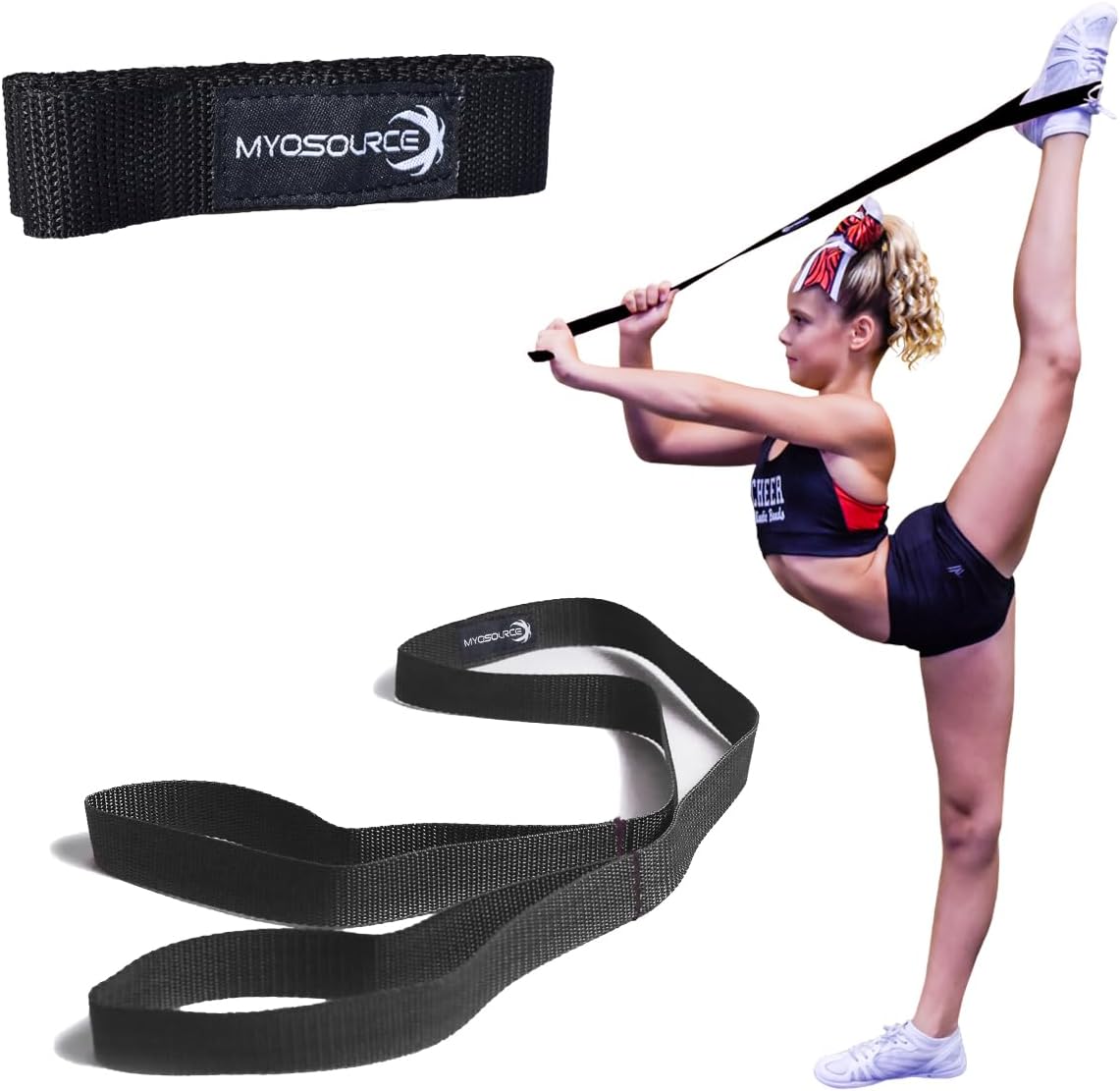 Cheerleading Flexibility Stunt Strap - Improve Stretching and Stunts for Cheer Dance Gymnastics & Physical Therapy – Stocking Stuffers Present for Kids Girls Adults - 12 Colors