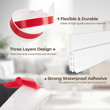Ohuhu Door Draft Stopper, 1" Wide Adhesive Weather Stripping Seal, 39" | self-adhesive silicone, for interior exterior doors, 3-layer soundproof, save energy, blocks drafts, noise, light, dust, bugs