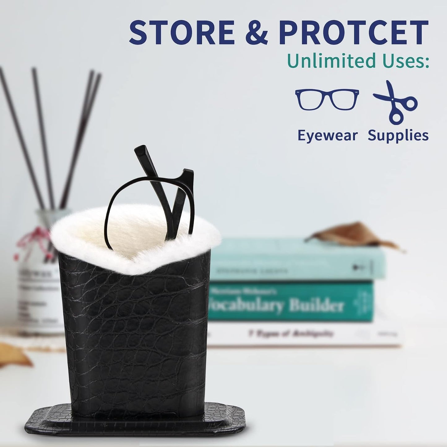 Plush Fluffy Lined Anti-scratch Eyeglasses Holder Protective Glasses Stand Case