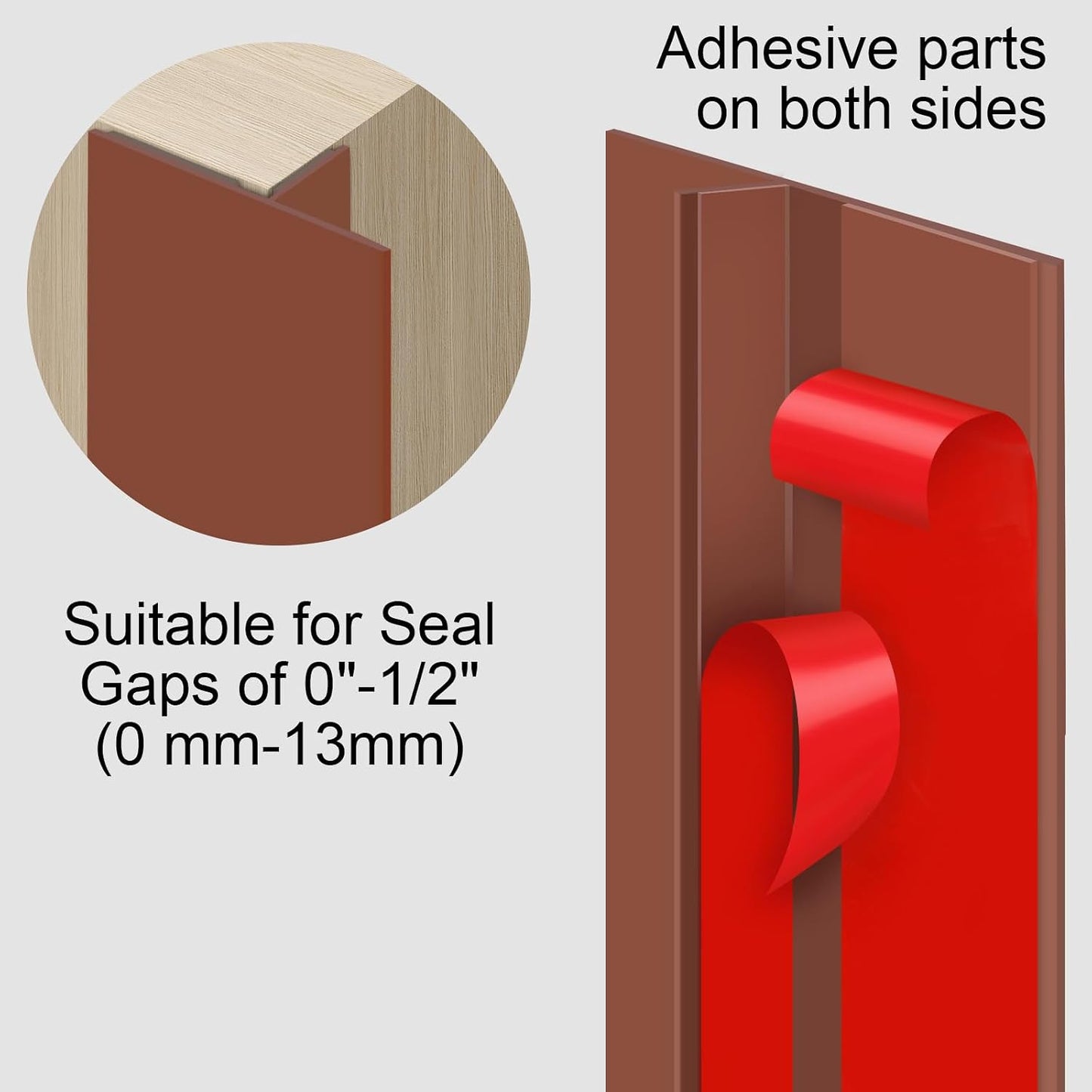 Benory T-Shaped Silicone Door Weather Stripping, Clear, 1.38" W x 20 ft | T-shaped design helps the seal stay in place on door frames while reducing drafts, energy loss, and outside noise