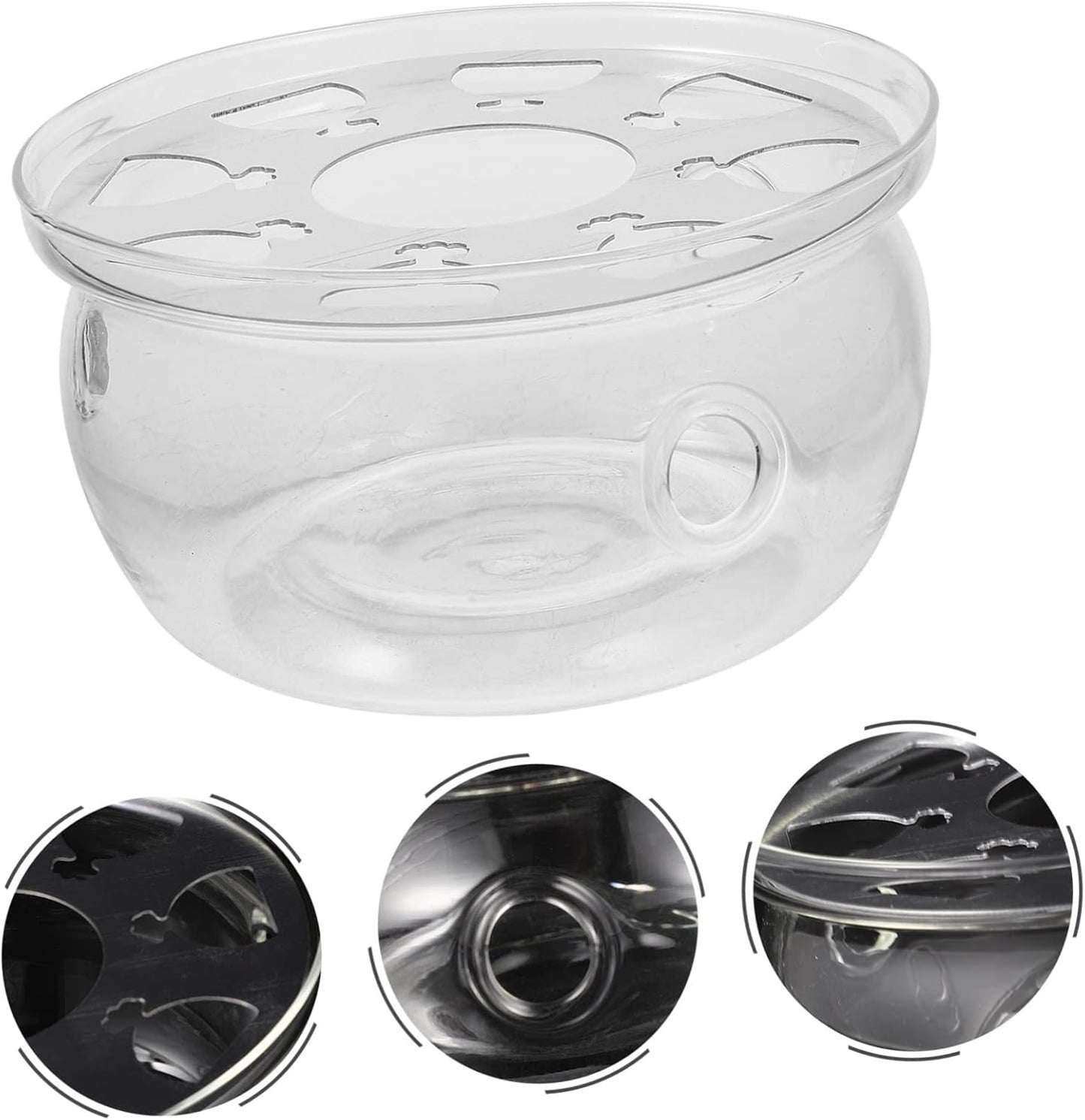 Glass Teapot Warmer Round Heating Base Borosilicate Glass Tea Heater Stand for Loose Leaf and Blooming Tea Home Kitchen Accessory