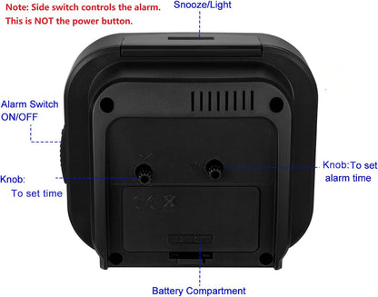 Loud Alarm Clock for Heavy Sleepers Adults, Readable for Seniors，Battery Operated Analog Alarm Clocks for Bedrooms,Silent No Ticking， Lighted on Demand, Black