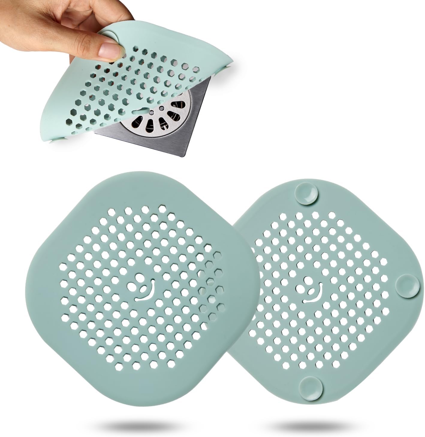 2 Pack Drain Hair Catcher Silicone Bathroom Accessories Shower Drain Protector Sink Drain Strainer Hair Stopper for Shower Kitchen Bathroom Tub Grey