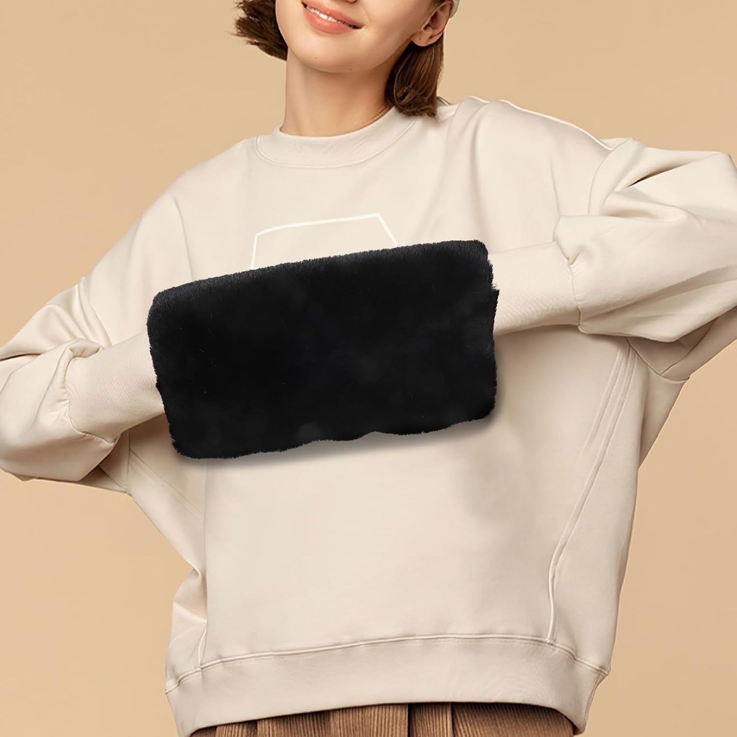 COHEALI Portable Hands Muff Plush Hand Warmer Bag for Winter Traveling and Winter Weddings, Delicate Clothing Accessory with Stylish Simple Design, for Mothers and Grandmothers