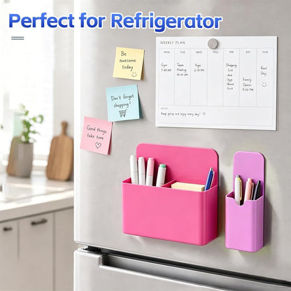 Magnetic Pen Holder, 2 Pack Magnetic Dry Erase Marker Holder, Black Strong Magnetic Marker Holder Pen Pencil Organizer for Whiteboard, Refrigerator, Office, Locker Accessories, Classroom Must Haves