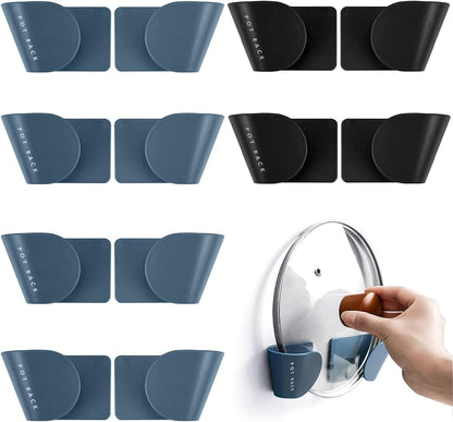 6 Pairs Wall Mount Pot Lid Organizer, Cabinet Door Pot Hangers, Adjustable Lid Holder for Kitchen Wall