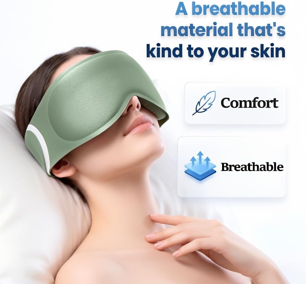 FACEMOON 3D Blackout Weighted Eye Mask for Sleep, Airplane Travel Essential | Long flights, road trips, gentle weighted comfort, deep cups, lash-friendly, adjustable strap, daytime naps for men & women