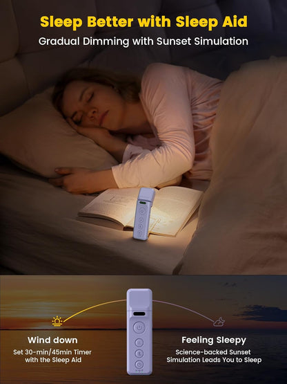 Glocusent 14 LED Book Light for Reading in Bed, USB-C Rechargeable | Eye-Caring Clip On Book Light, 3 Colors & 5 Brightness, USB-C Charging, Bed Reading, Auto-Off Timer, Travel Lock, Book Lovers