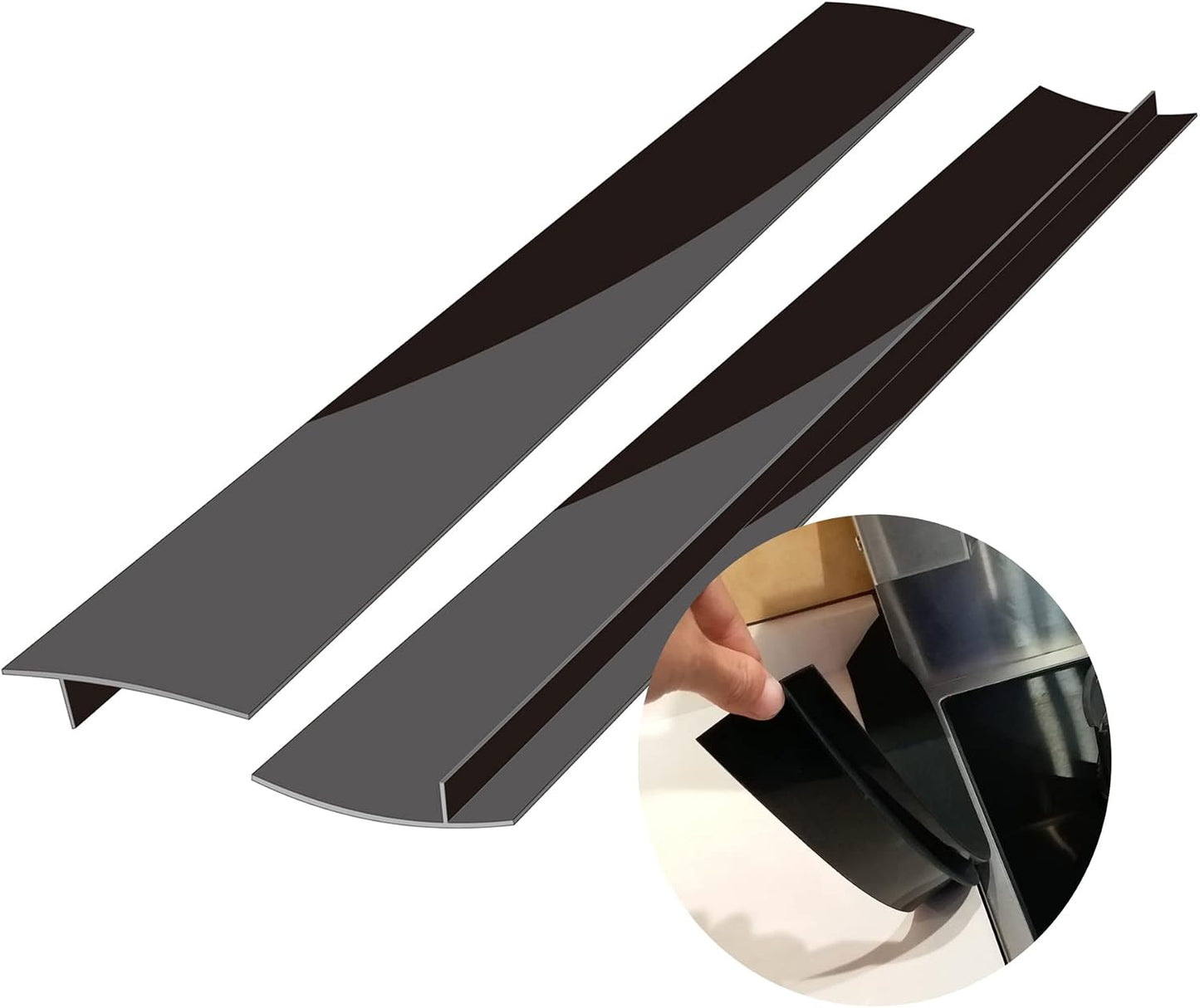 Silicone Stove Counter Gap Cover - 25 Inch Gap Filler 2 Pack Black | Long gap filler seals spills between kitchen appliances Stovetop oven countertop; stove gap cover, gas stove side gap covers
