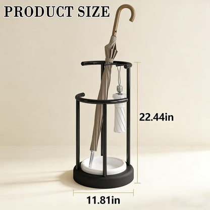 Umbrella Stand with Detachable Drip Tray, Rustproof Entryway Storage Rack | Removable Drip Tray, Rustproof Sturdy Metal, Space-Saving Organizer, Multi-Use for Umbrellas, Easy Install for Home Office