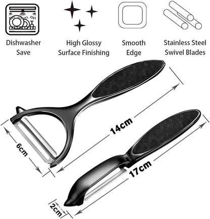 Vegetable Peeler, Stainless Steel Multi-function Potato Fruit Peeler Set, Y & I Shape Swivel Blades Kitchen Household Peeling Tools