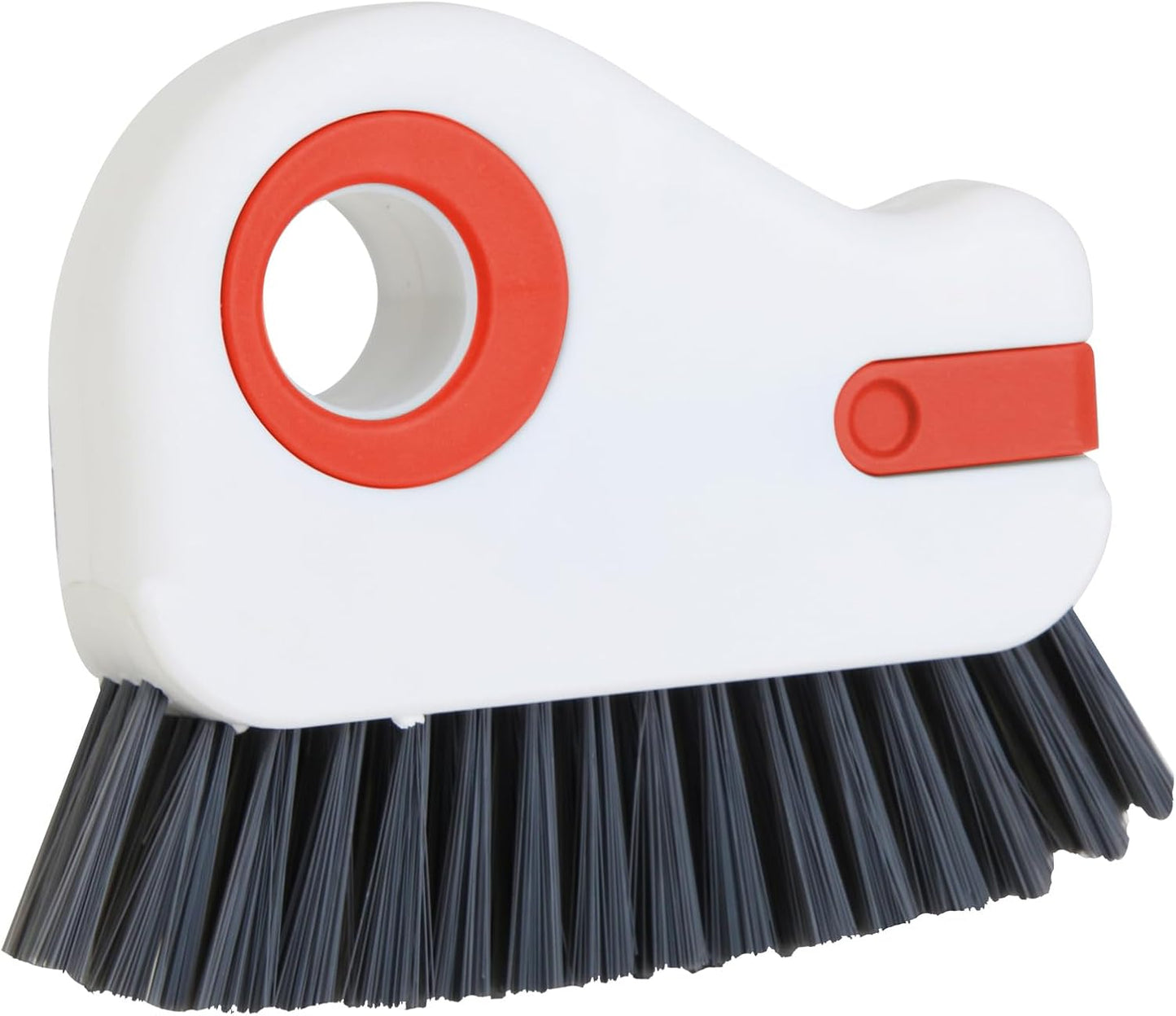2 in 1 Groove Cleaning Brush, Grout Cleaner Tool & Multifunction Window Track Cleaner (with Hidden Scraper or Mini Dustpan) – for Glass Door Tracks, Window Sills, Sliding Doors (Orange)