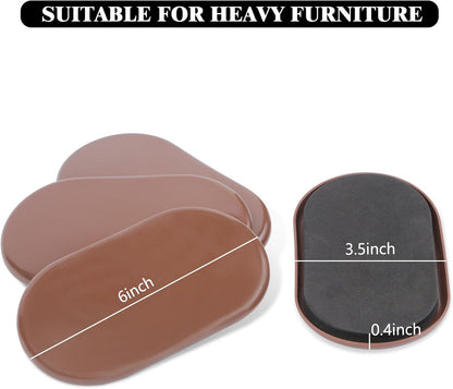 Furniture Slider, 3-1/2" x 6" Oval Heavy-Duty Furniture Movers, Reusable Carpet Sliders for Furniture, Heavy Furniture Moving Pads Moving Sliders - Protect The Surface of The Carpet (8 Pack)