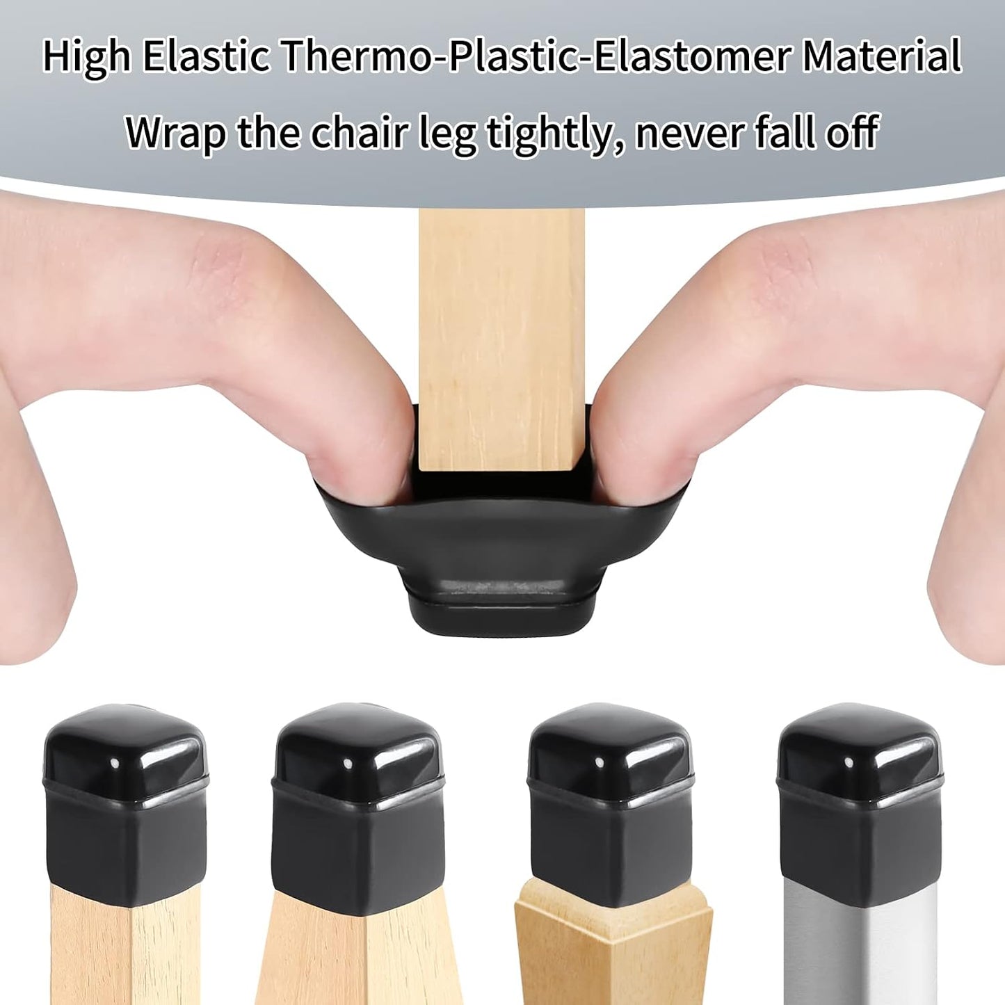 Ezprotekt Chair Leg Sliders for Carpet, 24 Pcs Square Chair Glides for Carpet, Carpet Furniture Pads Stool Leg Protectors Caps, Carpet Furniture Glides Quickly and Easily (L Fit:1" - 1.4")