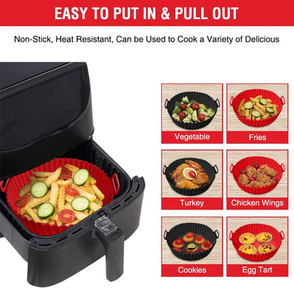 Air Fryer Silicone Liners for Ninja Air Fryer AF101 4 QT AF150 AF161 5.5 QT MAX XL, for COSORI/Gourmia/PowerXL/InstantPot/Philips 4QT and Most 3 to 5 QT Airfryers, Better than Parchment Paper Liners