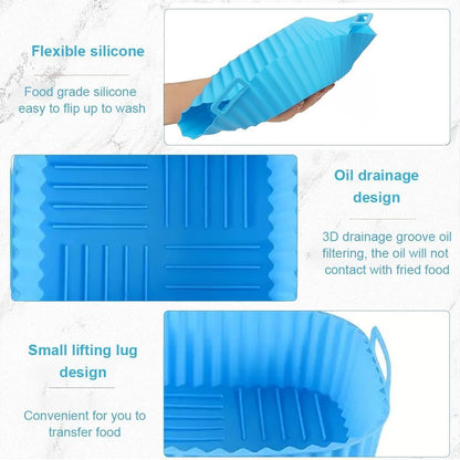 Air Fryer Silicone Liners Square 2 Pack 8 Inch Airfryer Liners 4-7 QT Reusable Air Fryer Liners Pot Oven Liner Baking Tray, Basket Mat Bowl Accessories Kitchen (BPA-free)