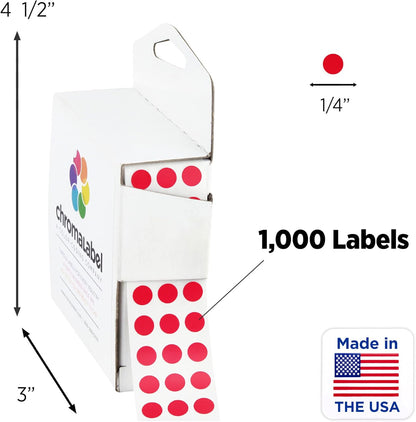 Dark Blue, Red & Yellow Dots, 1/4 Inch, 1000/Box Each Color | Writable Semi-Gloss Circle Labels in Dark Blue, Red and Yellow for Offices, Retail and Classrooms. Made in USA - Colors A