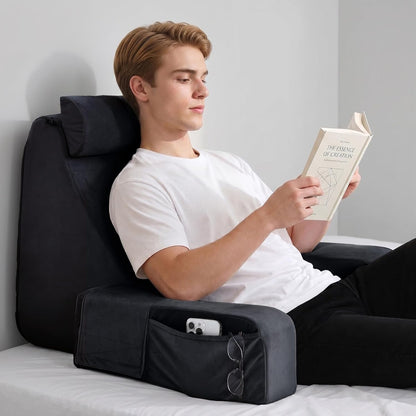 ENITYA 21" Reading Pillow for Bed with Firm Back Support & Big Pockets
