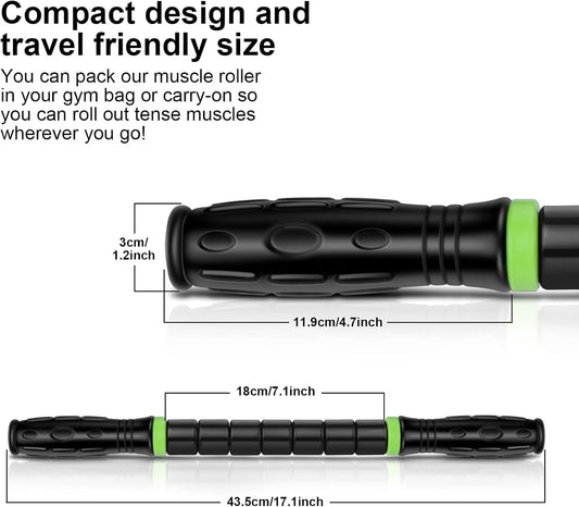 iGreely Premium Muscle Roller the Ultimate Massage Roller Stick 17 Inches Recommended By Physical Therapists Promotes Recovery Fast Relief for Cramps Soreness Tight Muscles-White