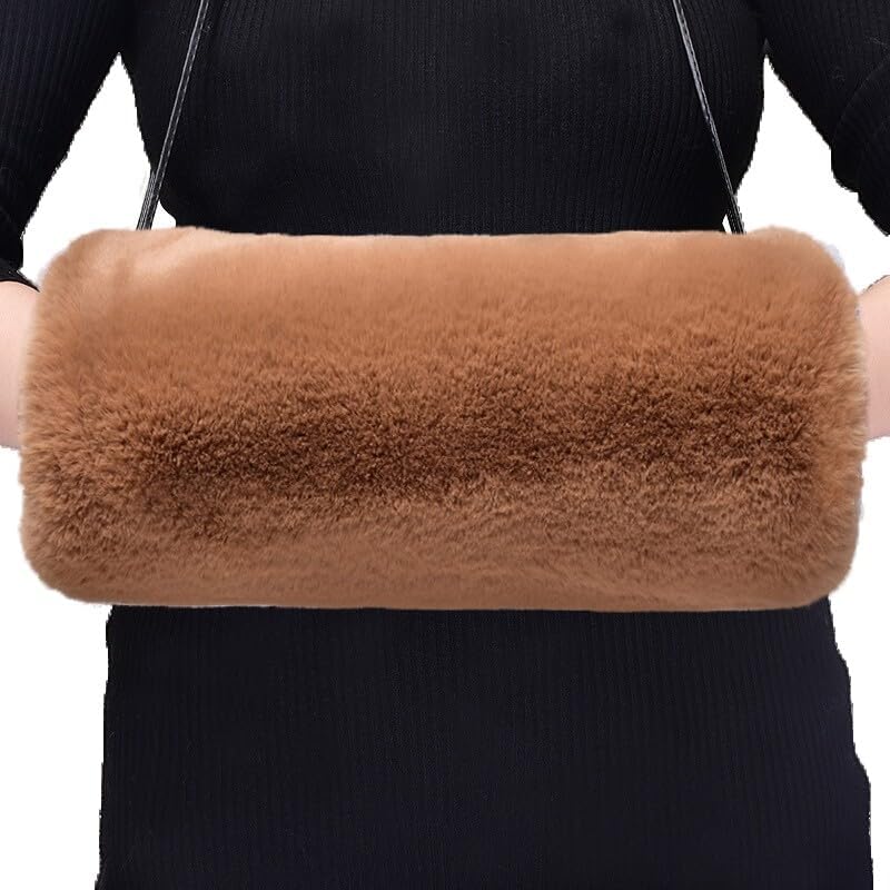Faux Fur Hand Muffs for Women Winter Warm Arm Hand Warmer Gloves Arms Warmer Fluffy Warm Faux Fur Muffs with Strap