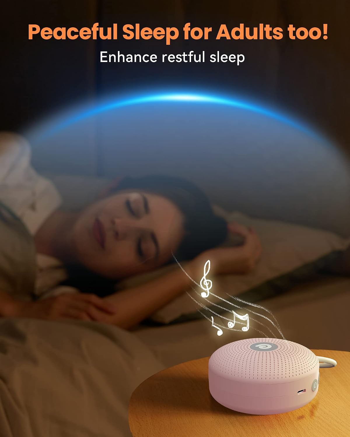 Dreamegg White Noise Machine - Portable Sound Machine for Baby Adult, Features Powerful Battery, 21 Soothing Sound, Noise Canceling for Office & Sleeping, Sound Therapy for Home, Travel(2Light Blue)