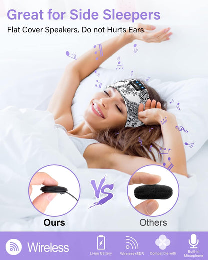 LC-dolida Sleep Headphones Bluetooth Headband Sleeping Wireless Headband Headphones with Thin HD Stereo Speakers Perfect for Side Sleepers, Sport, Yoga, Travel